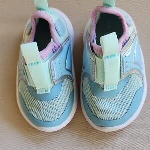 Athletic Works Light Blue Slip-On Baby Sneakers with Mint and Lavender Trim